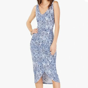 INC Blue snake print, Tulip bottom sleeveless Sheath dress, size M